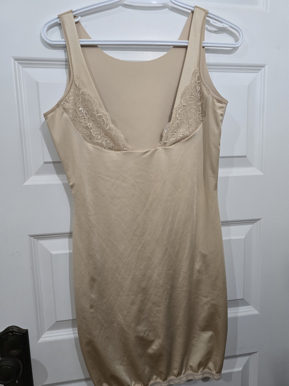 Maidenform Nude Beige Lace-Trim Slip Shapewear W Crotch Snap Sz 3X